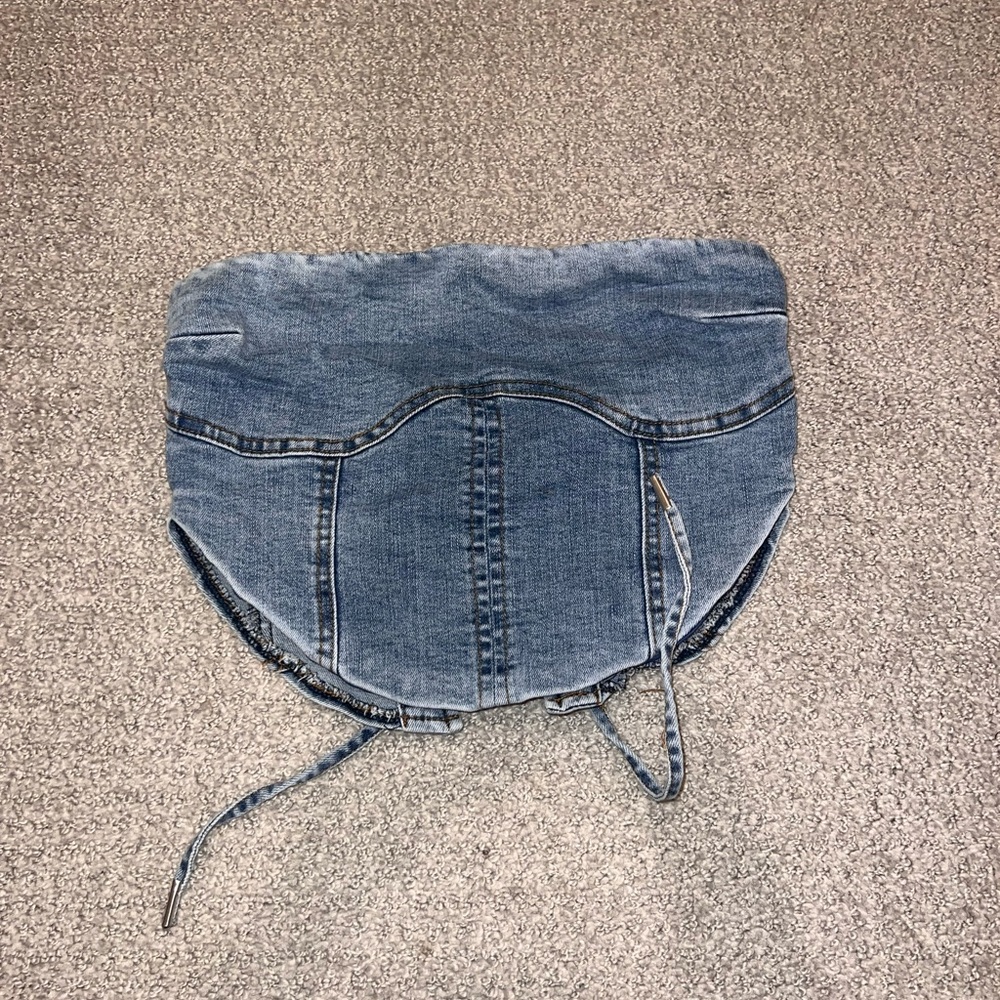 Fashion Nova Blue Denim Corset Top